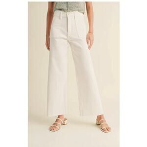 Miou Muse White Wide Leg High Rise Jeans Front Pockets Nautical Size M